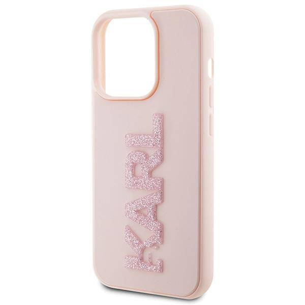 Etui Karl Lagerfeld 3D Rubber Glitter Logo na iPhone 15 Pro Max - różowe