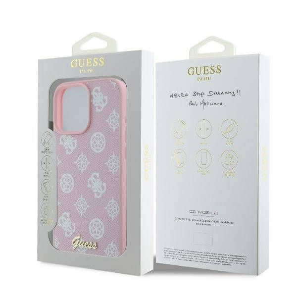 Guess GUHMP16LPGPYSP iPhone 16 Pro 6.3" różowy/pink hardcase Peony Script Logo MagSafe