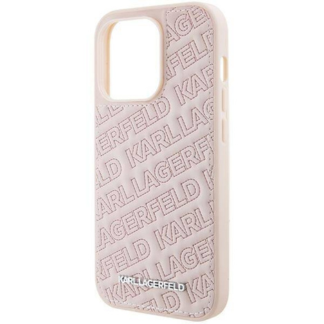 Karl Lagerfeld Quilted K Pattern case for iPhone 15 Pro Max - pink