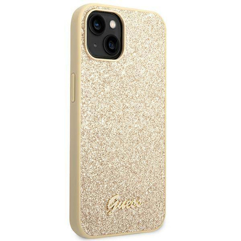Guess GUHCP14MHGGSHD iPhone 14 Plus 6,7 &quot;Gold / Gold Hartschalenetui Glitter Script