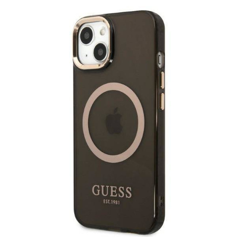 Original Case IPHONE 13 Guess Hard Case Gold Outline Translucent MagSafe (GUHMP13MHTCMK) black