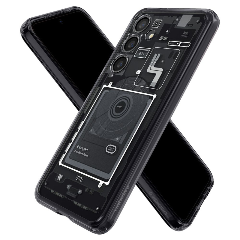 Spigen Ultra Hybrid-Hülle für Samsung Galaxy S24 – Dunkelgrau (Zero One-Muster)