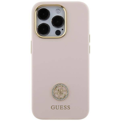 Guess nakładka do iPhone 15 Pro 6,1&quot; GUHCP15LM4DGPP różowa HC SILICONE LOGO STRASS 4G