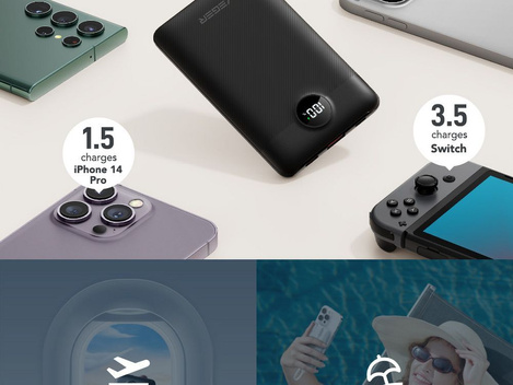 Bateria zewnętrzna (Powerbank) VEGER C11 BEST - 10 000mAh LCD z kablem Typ C + Apple Lightning 8-pin QC3.0 PD 22,5W (W1170)
