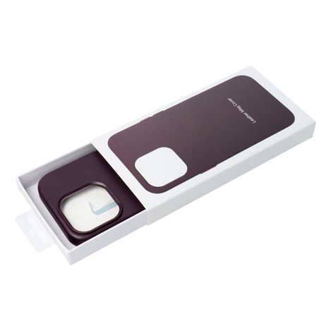 Futerał LEATHER MAG COVER kompatybilny z MagSafe do IPHONE 16 Plus ciemny fioletowy