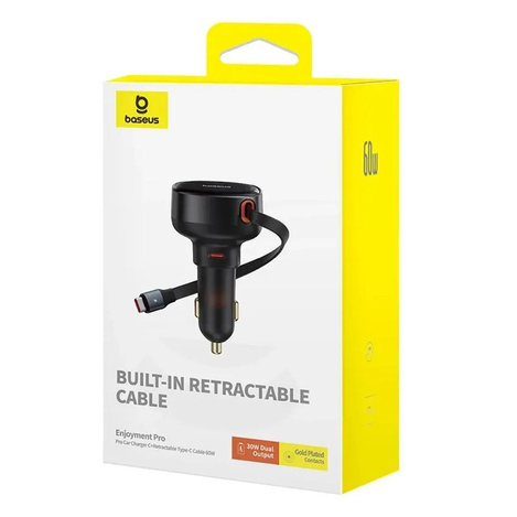 Baseus Enjoyment Pro USB-C (female) / USB-C (male) 60W car charger - black
