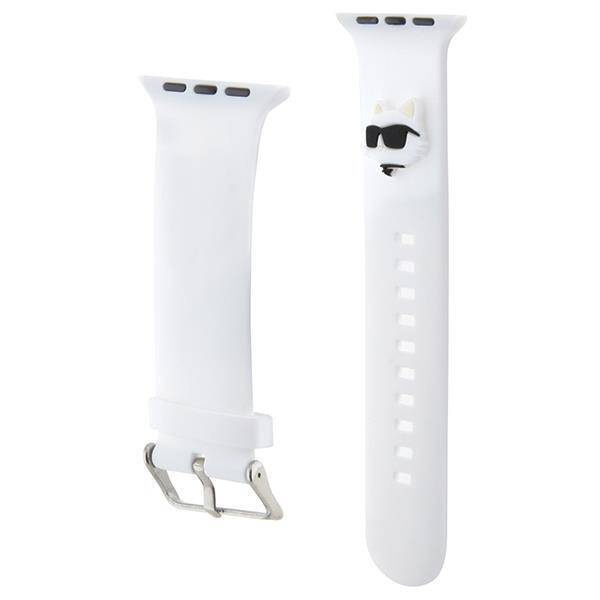 Armband für APPLE WATCH 4 / 5 / 6 / 7 / 8 / SE (38 / 40 / 41 MM) Karl Lagerfeld Strap 3D Rubber Choupette Head (Klawmsslcnh) weiß