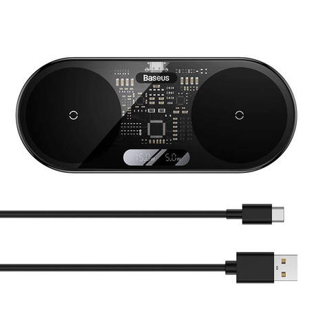 Baseus Digital LED Display dual wireless charger with digital display 20W black (WXSX010101)