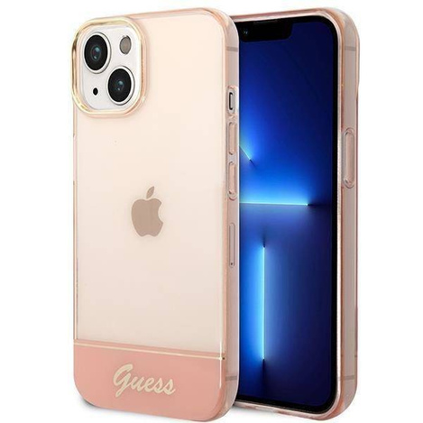 Original Handyhülle IPHONE 14 PLUS Guess Hardcase Translucent rosa