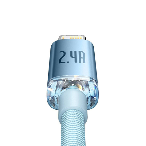 Baseus Crystal Shine Series kabel USB - Lightning 2,4A 20W 2m niebieski (CAJY001203)