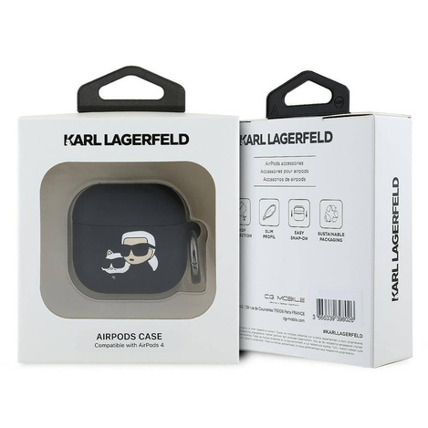 Case for APPLE AIRPODS 4 Karl Lagerfeld Silicone Karl&Chaupette Head 3D (KLA4RUNKCHK) black