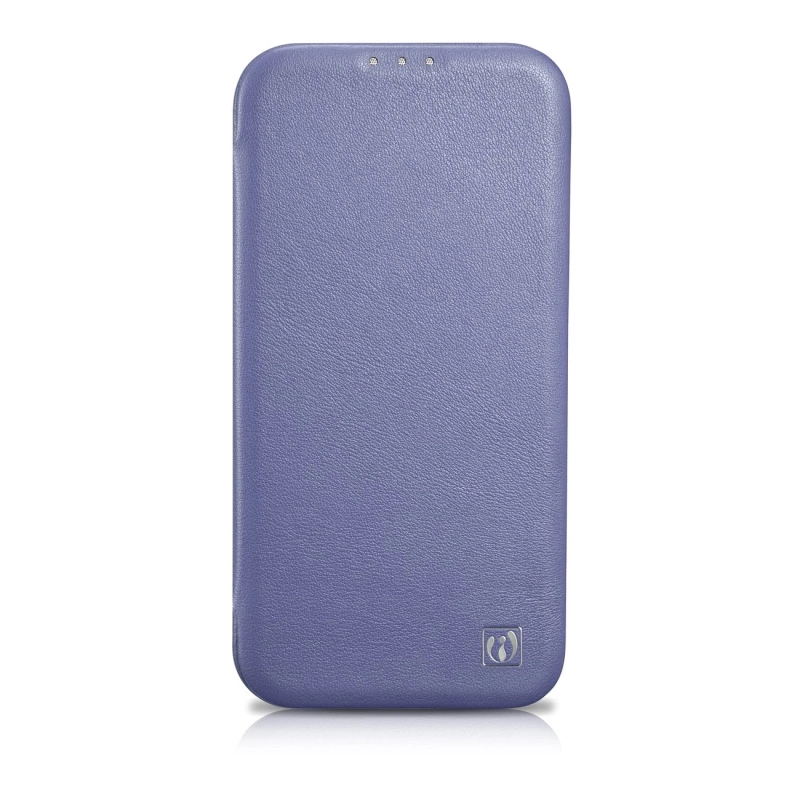 iCarer CE Premium Leather Folio Case skórzane etui iPhone 14 Plus z klapką magnetyczne MagSafe jasnofioletowy (WMI14220715-LP)