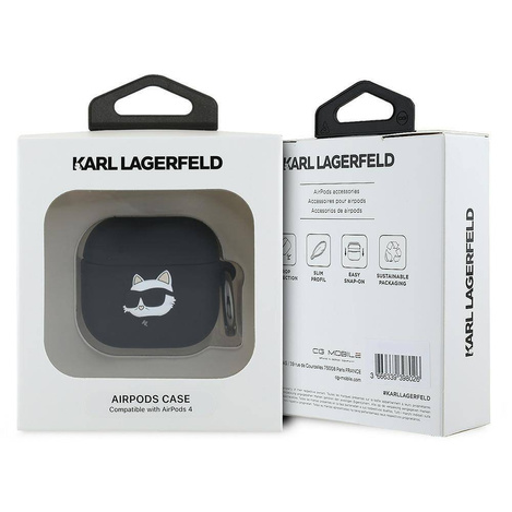 Oryginalne Etui APPLE AIRPODS 4 Karl Lagerfeld Silicone Choupette Head 3D (KLA4RUNCHK) czarne