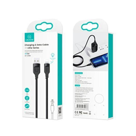 USAMS Kabel lightning Fast Charging 2,4A Lithe Series 1,2m czarny/black SJ565USB01(US-SJ565)