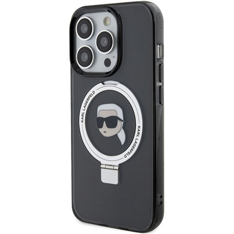 Karl Lagerfeld KLHMP15XHMRSKHK iPhone 15 Pro Max 6,7" schwarz/schwarz Hardcase Ring Stand Karl Head MagSafe