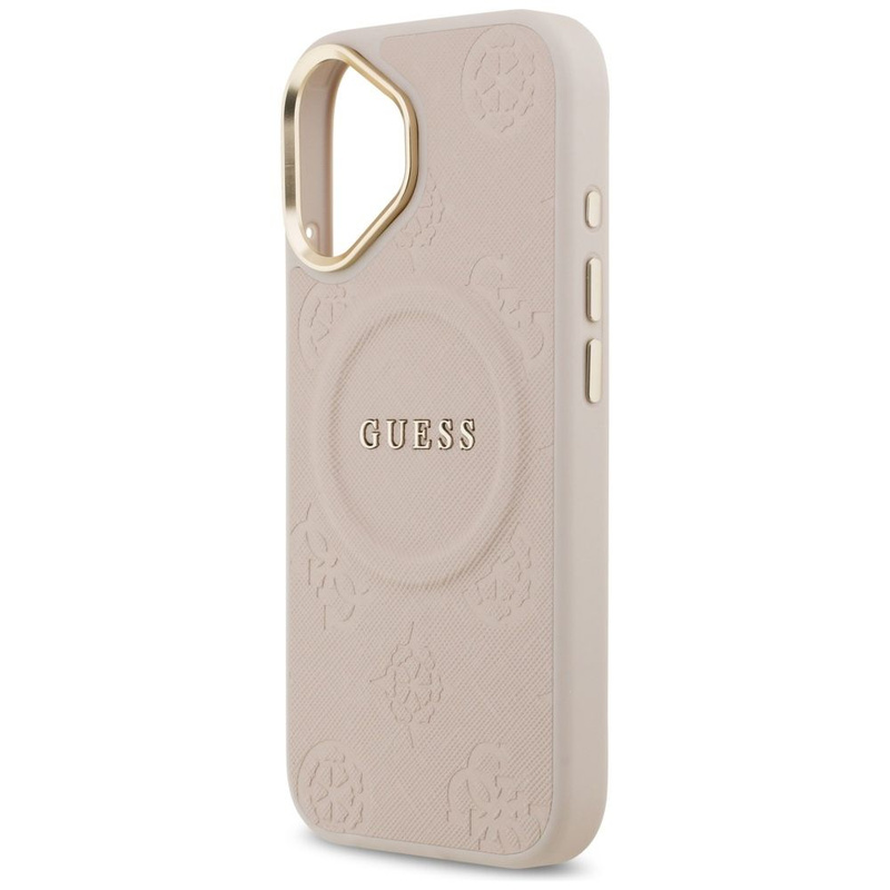 GUESS futerał do IPHONE 17 kompatybilny z MagSafe GUHMP17SPSAMSECP (PU W/ Peony Hot Stamp) różowy