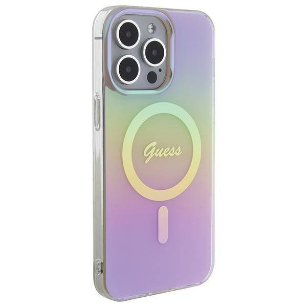 Guess IML Iridescent MagSafe Hülle für iPhone 15 Pro – Rosa