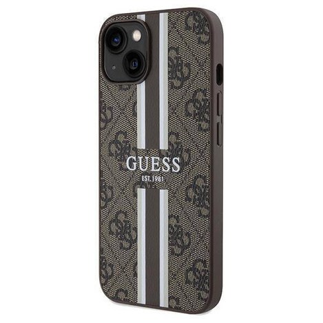 Guess nakładka do iPhone 15 6,1&quot; GUHMP15SP4RPSW HC MAGSAFE 4G PRINTED STRIPES brązowa