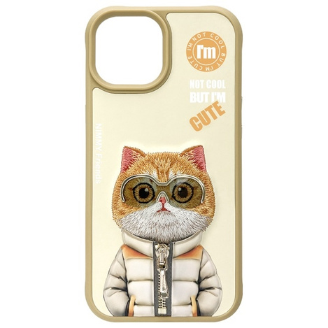 Nimmy etui iPhone 15 6.1" khaki           Cool&Cute 2.0 Cat