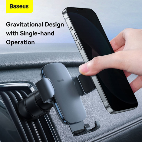 Baseus Metal Age II Gravitational Car Holder on ventilation grid (gray)