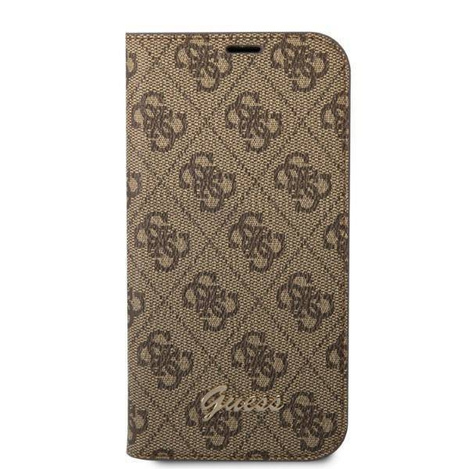 Guess 4G Metal Camera Outline Booktype Case - Etui iPhone 14 Pro Max (brązowy)