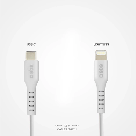 SBS TECABLELIGTC1W USB-C - Lightning Cable MFi Certified, 1m - White