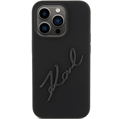 Karl Lagerfeld Silikon Karl Script Hülle für iPhone 15 Pro – Schwarz