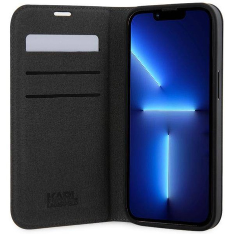 Karl Lagerfeld KLBKP14LSAKLHPG iPhone 14 Pro 6.1" bookcase silver/silver Saffiano Monogram