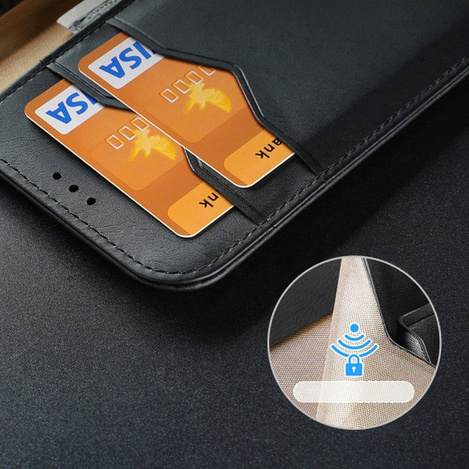 Dux Ducis Hivo iPhone 15 Plus RFID Blocking Wallet Case - Black
