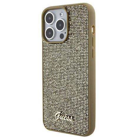 Guess Disco Metal Script Hülle für iPhone 15 Pro Max – Gold