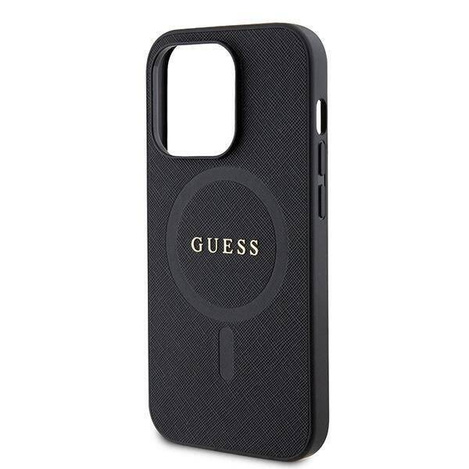 Etui Guess Saffiano MagSafe do iPhone 15 Pro - czarne