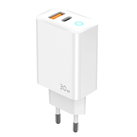 JELLICO ładowarka sieciowa EU13 GaN PD 30W 1xUSB-C + 1xUSB QC3.0 Biały