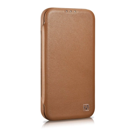 iCarer CE Premium Leather Folio Case iPhone 14 Pro Magnetic Flip Leather Folio Case MagSafe brown (WMI14220714-BN)
