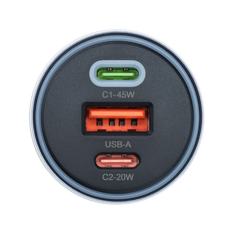 FORCELL F-ENERGY Alu - ładowarka samochodowa 65W PD+QC4.0+SAM SFC 2.0, 2xUSB C+USB A