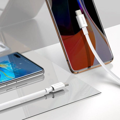 Baseus Superior kabel przewód USB Typ C - USB Typ C szybkie ładowanie Quick Charge / Power Delivery / FCP 100W 5A 20V 1m biały (CATYS-B02)