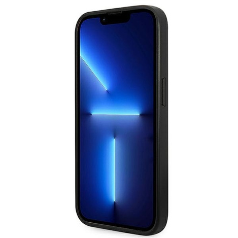 Guess GUHCP14LG4GFGR iPhone 14 Pro 6.1 &quot;Grau / Graues Hartschalenetui 4G Metal Gold Logo