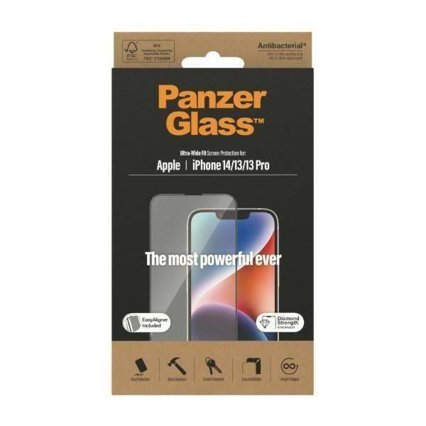 Tempered Glass 5D IPHONE 14 / 13 PRO / 13 PanzerGlass Ultra-Wide Fit Screen Protection CamSlider Antibacterial Easy Aligner Included (P2783)
