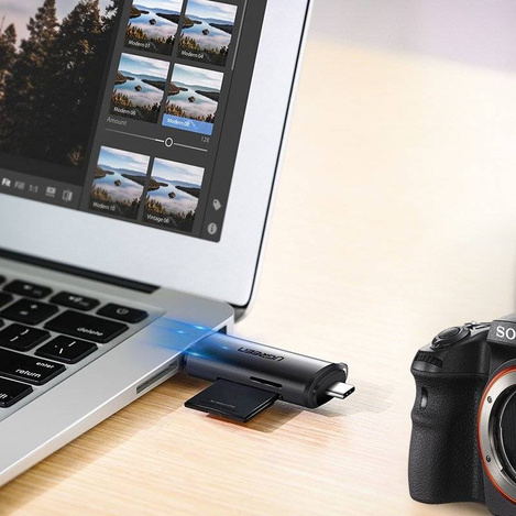 Ugreen czytnik kart SD / micro SD na USB 3.0 / USB Typ C 3.0 szary (50706)