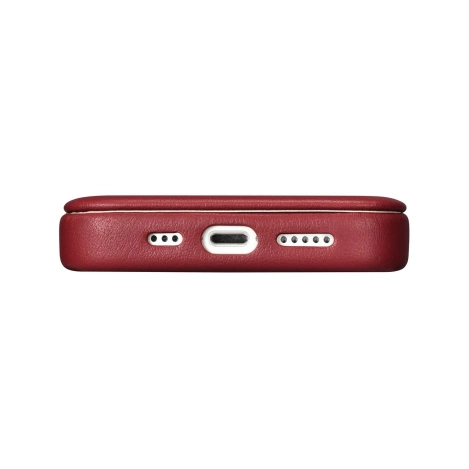 iCarer CE Premium Leather Folio Case skórzane etui iPhone 14 Pro Max z klapką magnetyczne MagSafe czerwony (WMI14220716-RD)