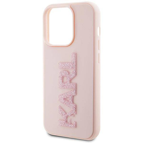 Etui Karl Lagerfeld 3D Rubber Glitter Logo na iPhone 15 Pro - różowe