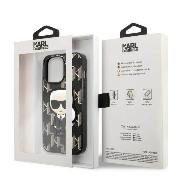 Original Case IPHONE 13 PRO Karl Lagerfeld Hardcase Monogram Ikonik Patch black