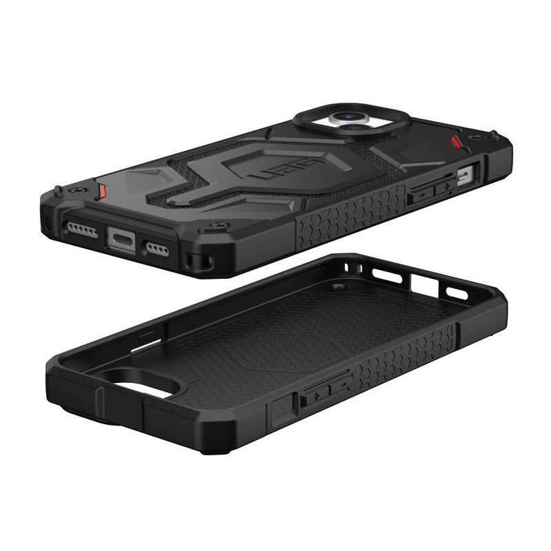 UAG Monarch Pro - Schutzhülle für iPhone 15 Plus, kompatibel mit MagSafe (Kevlar schwarz)