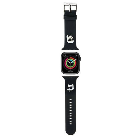 Pasek do APPLE WATCH 4 / 5 / 6 / 7 / 8 / SE (38 / 40 / 41 MM) Karl Lagerfeld Strap 3D Rubber Karl&Choupette Heads (KLAWMSLKCNK) czarne