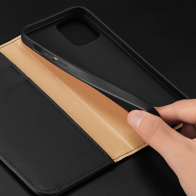 Dux Ducis Hivo echt Leder booktype case schutzhülle aufklappbare hülle für iPhone 14 Pro Max braun