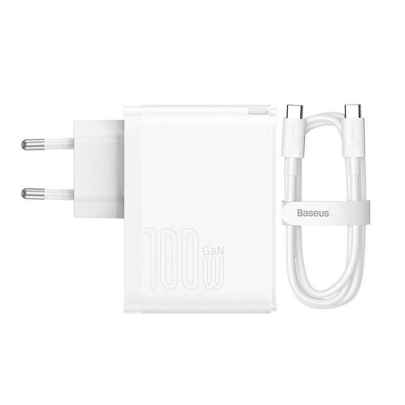 Baseus GaN5 Pro Fast Universal GaN USB Ladegerät Typ C / USB 100W PD3.0, QC4.0+, AFC weiß (CCGP090202)