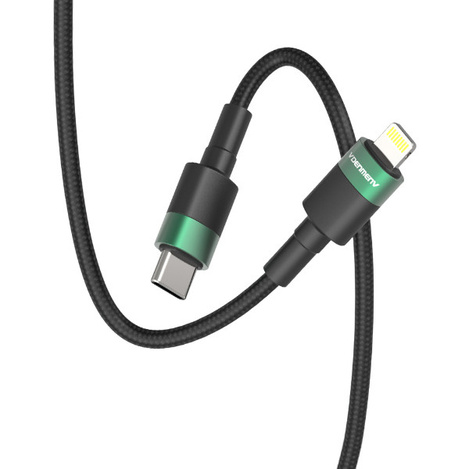DENMEN KABEL USB TYP-C - LIGHTNING PD 3,6 CZARNY OPLOT 1M D62 20W