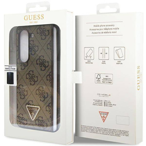 Guess nakładka do Samsung Z Fold5 GUHCZFD5P4TDPW czarna Leather 4G Triangle Strass