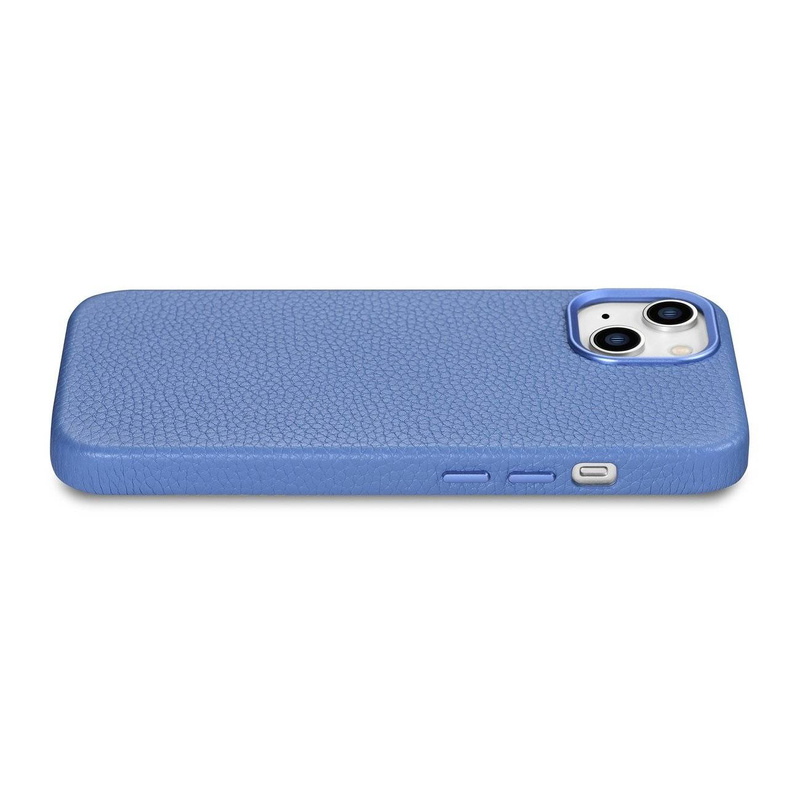 iCarer Litchi Premium Leather Case iPhone 14 Magnetic Leather Case with MagSafe light blue (WMI14220709-LB)