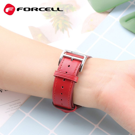 Pasek do Apple Watch Forcell F-Design FA20 magnetyczny skóra ekologiczna 42 / 44 / 45 / 49 mm czerwony
