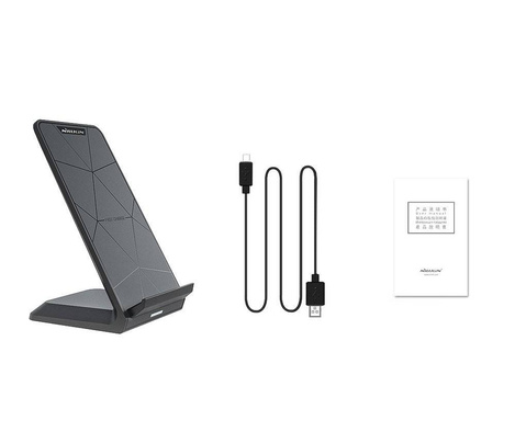 Nillkin bezprzewodowa ładowarka Qi 15 W podstawka stojak na telefon + kabel USB - USB Typ C czarny